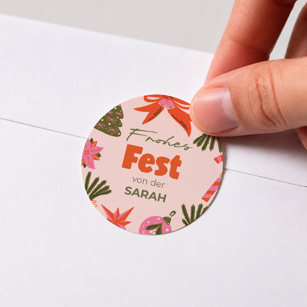 Sticker Weihnachten Rund Frohes Pop foto