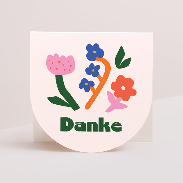 Dankeskarte Geburt Doppelflügelfensterhalbmond Garten Pop foto