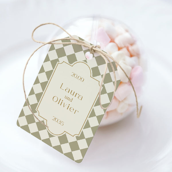 Geschenkbox Hochzeit Ball mit Wimpel-Etikett Palast foto