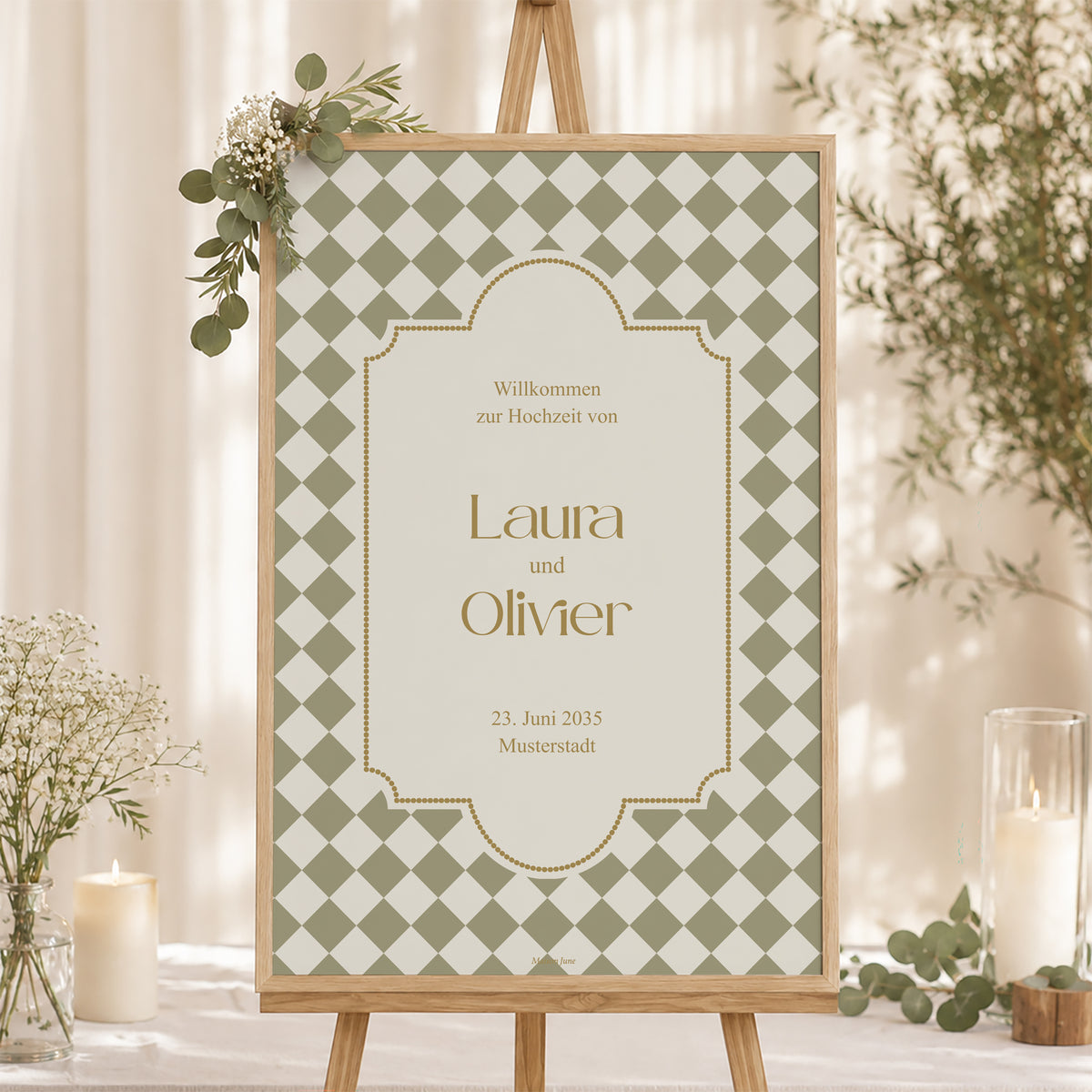 Begrüßungstafel Hochzeit Porträt 60 x 90 cm Palast foto N° 1