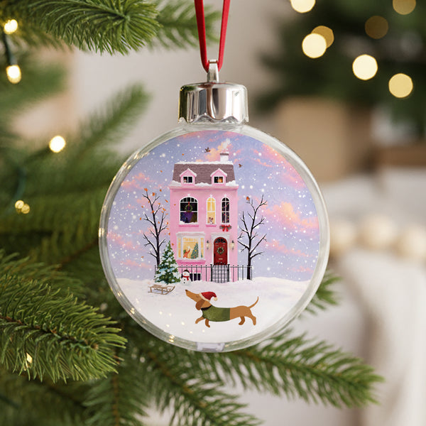 Weihnachtskugel Weihnachten Runde Unter den Schneeflocken foto