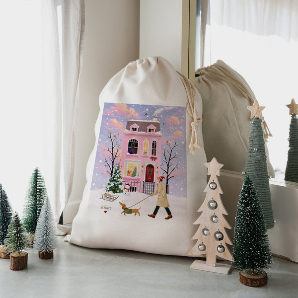 Sack des Weihnachtsmanns Großformat Unter den Schneeflocken foto