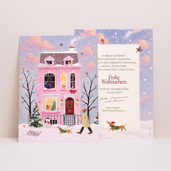 Weihnachtskarte Weihnachten Unter den Schneeflocken foto