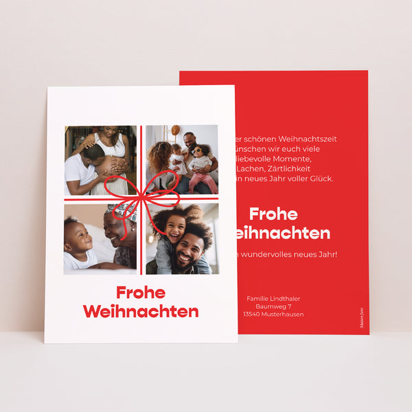 Weihnachtskarte Weihnachten Erinnerung mit Schleife foto