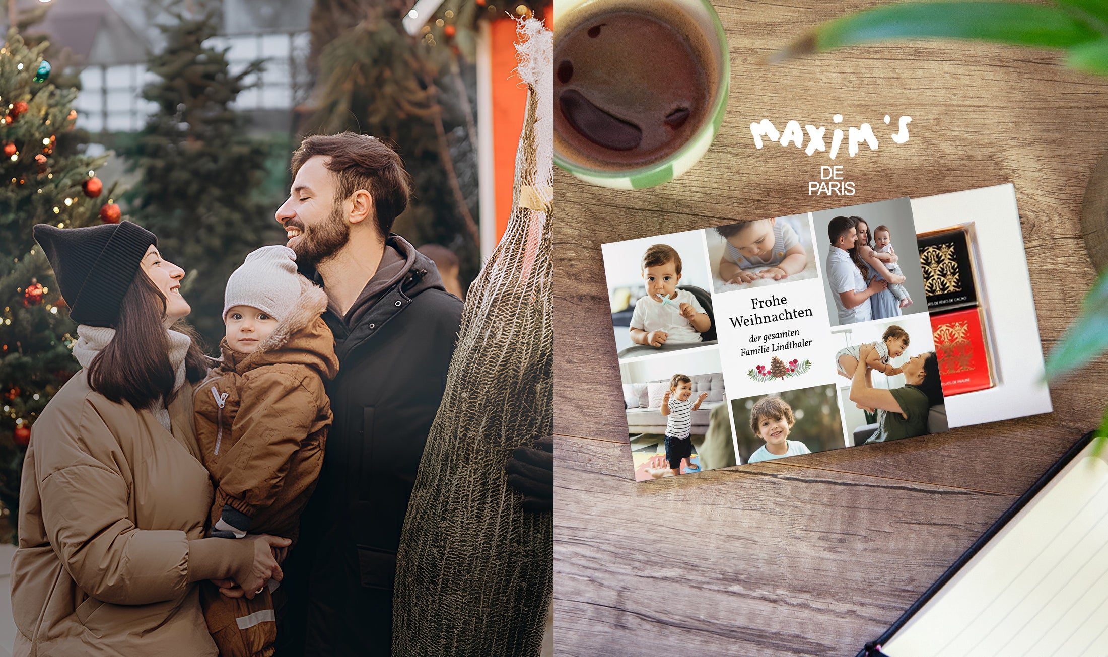 Versenden Sie eine liebevolle Weihnachtskarte mit Schokolade