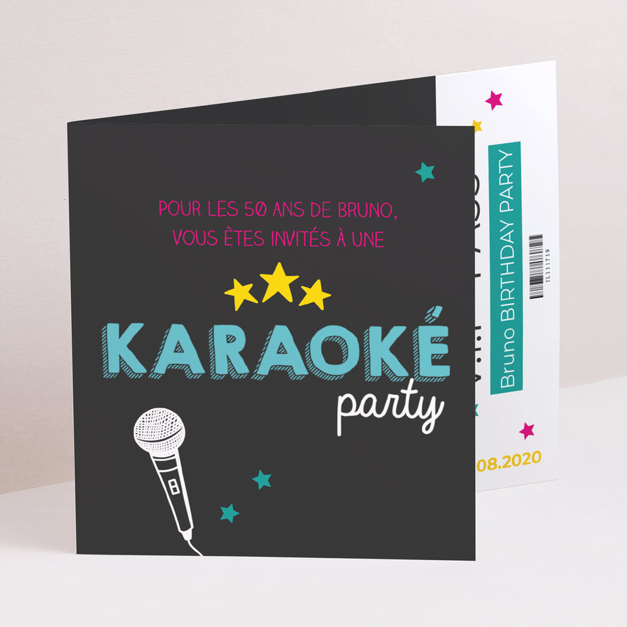 Invitations Anniversaire Adulte Double volet asymétrique Karaoké party foto