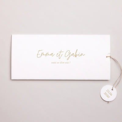Weiße Hochzeitseinladung