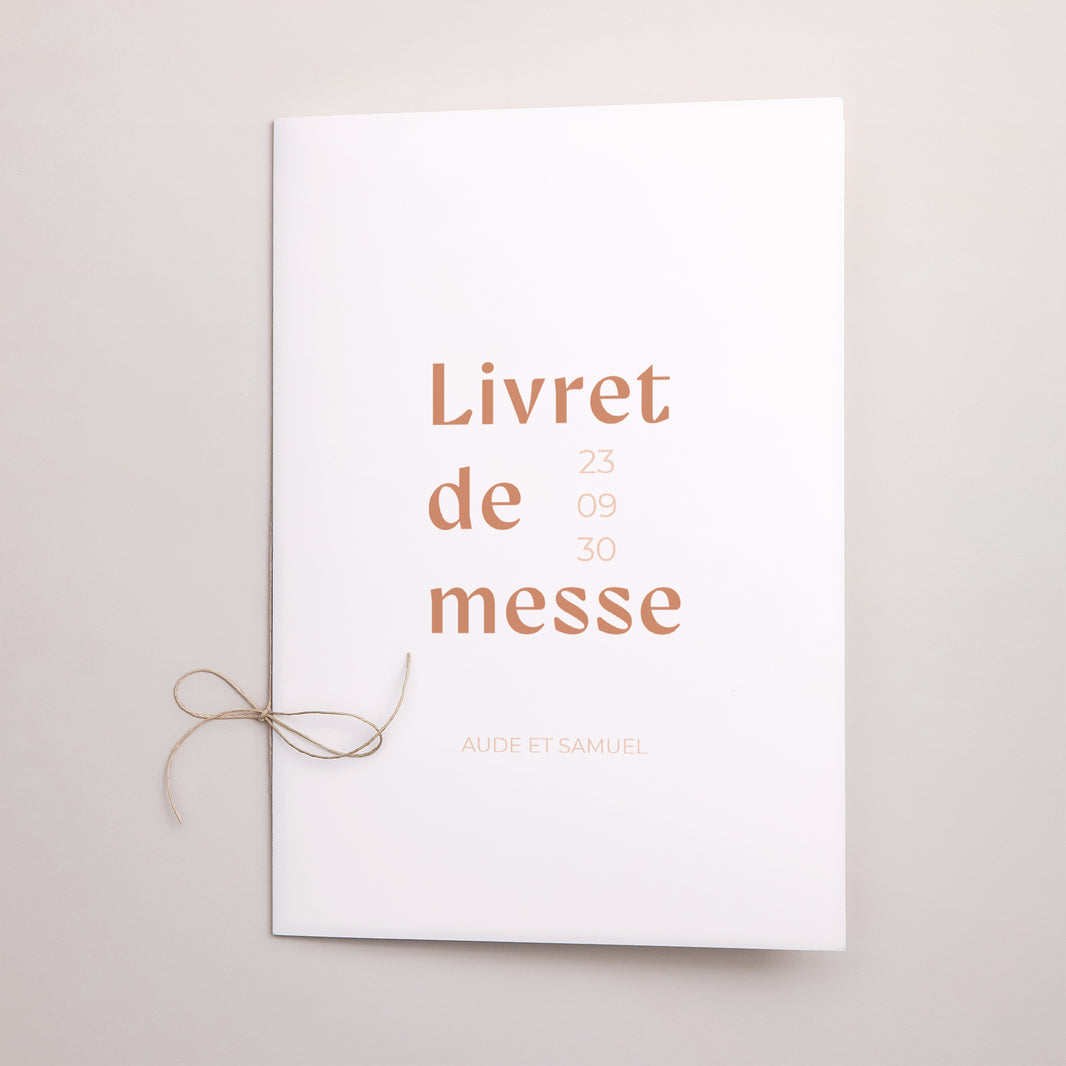 Livret de messe Mariage Double volet Typo terracotta foto N° 1