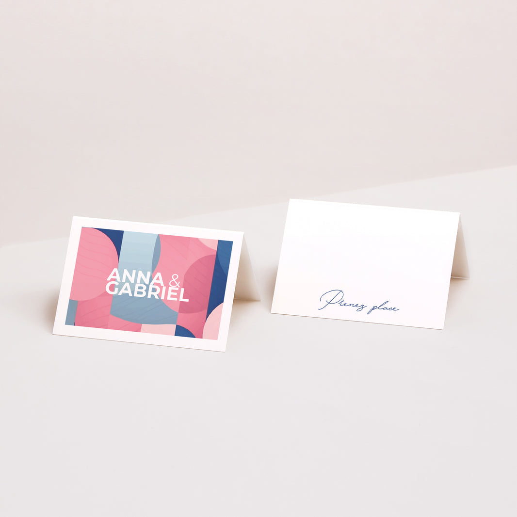 Marque-place Mariage 2 volets Pink & Blue foto N° 1